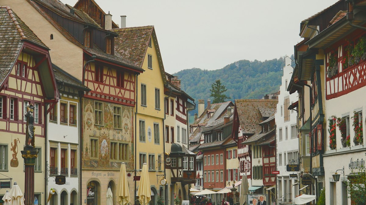 Half-timbered houses in a German village